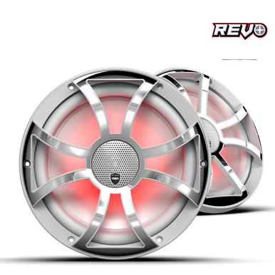REVO CX-10 XS-W-SS S2 | REVO 10-inch White Coaxial Speakers with White Stainless XS RGB Grilles