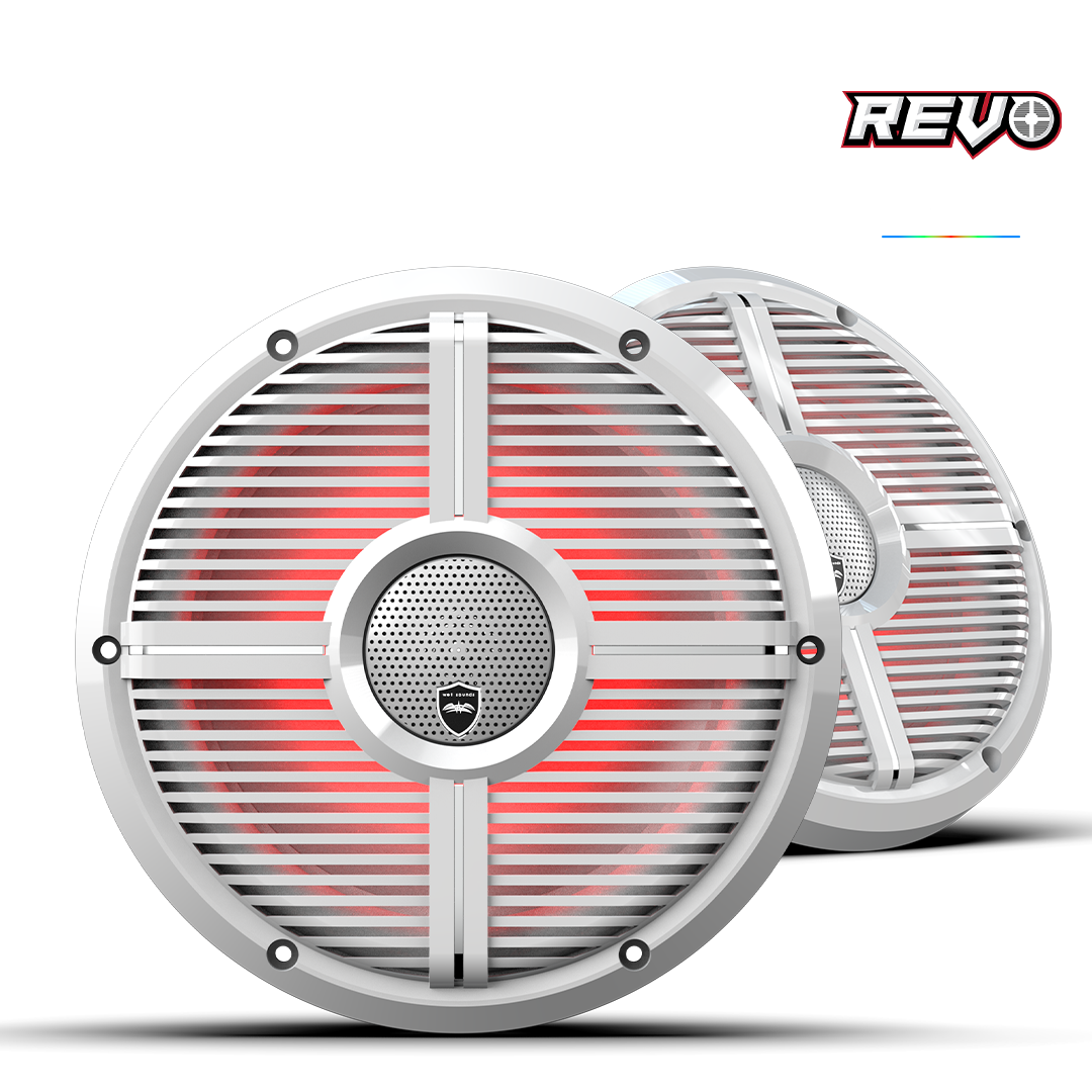 Wet Sounds™ REVO Series 10-inch High-Output Component Style Coaxial Speakers w/ XW-White RGB Grilles