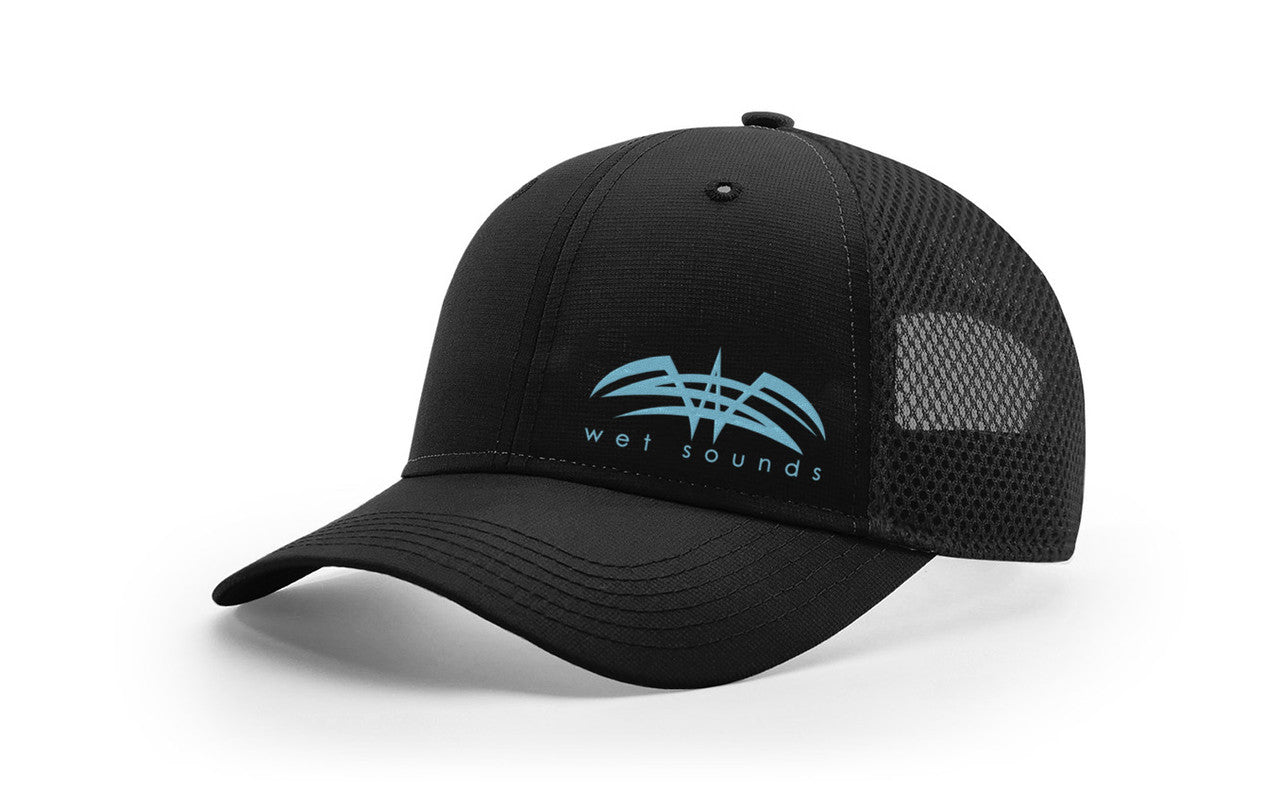 Richardson 222 Snap Back Cap - Black w/Columbia Blue Offset Wet Sounds Logo