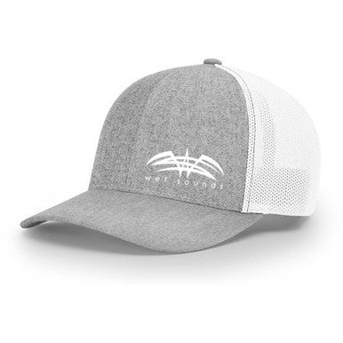 CAP-R-HGW-SNAP YOUTH | Richardson Youth Snapback Cap Heather Gray White with White Offset Wet Sounds Logo