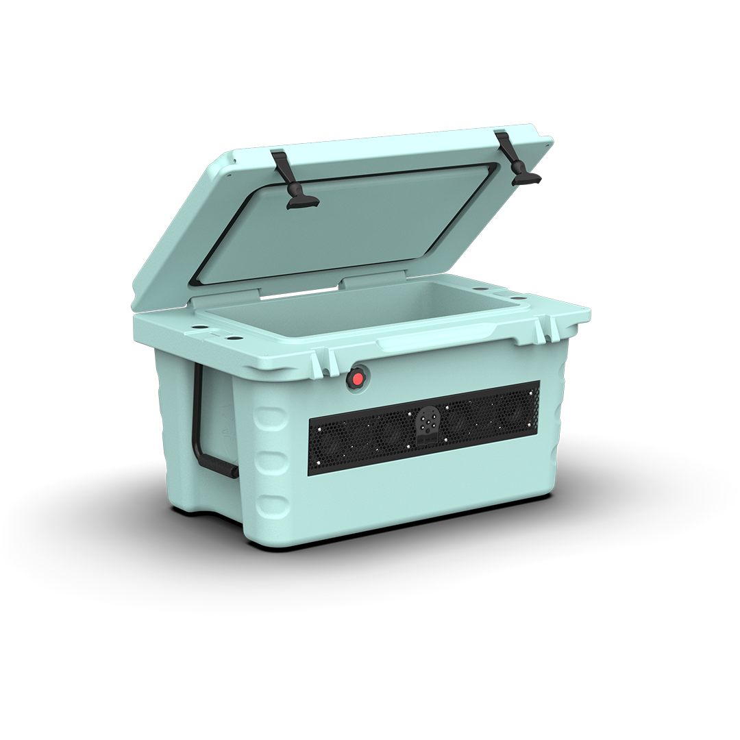 Wet Sounds SHIVR-55 Seafoam Bluetooth soundbar cooler open view