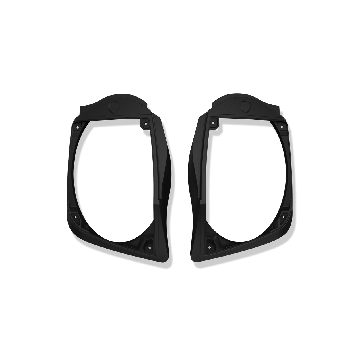 Wet Sounds Harley-Davidson saddlebag speaker grill baffles for speaker installation on touring models.