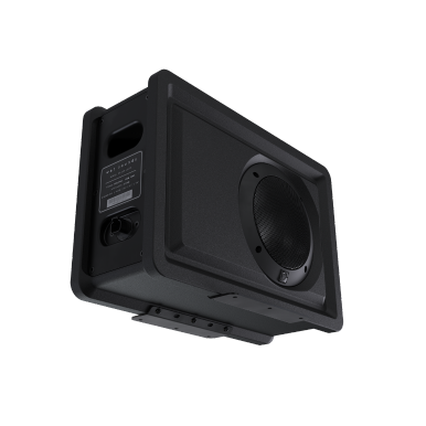 Wet Sounds 6.5 inch ported subwoofer enclosure showing quick connect wiring in lower left view