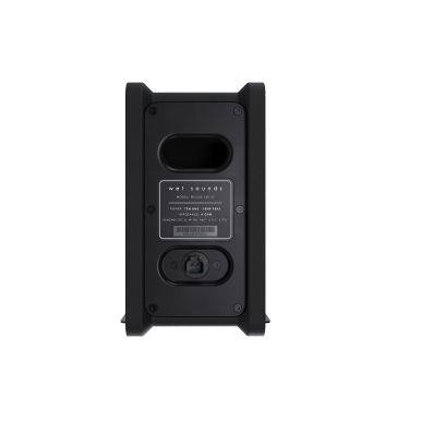 Wet Sounds 6.5 inch ported subwoofer enclosure showing quick connect wiring