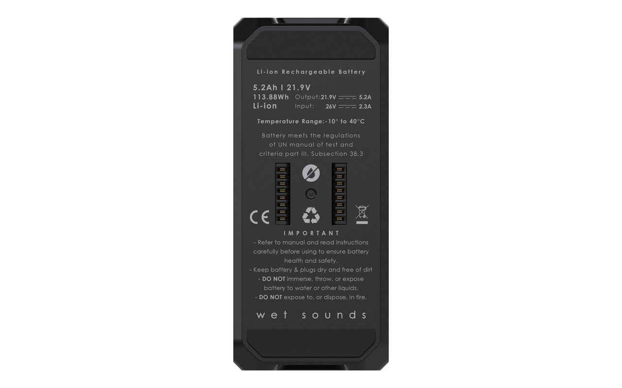 Wet Sounds Portable WS-L Battery.  Battery only. Back view.