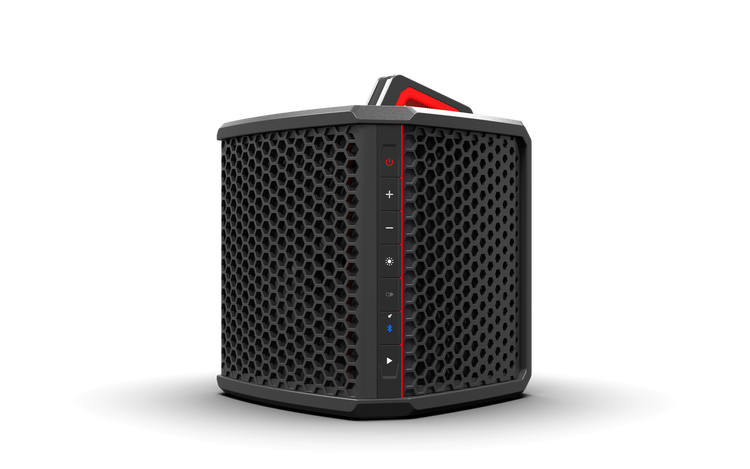 Wet Sounds WS-L portable speaker front view with LED lighting