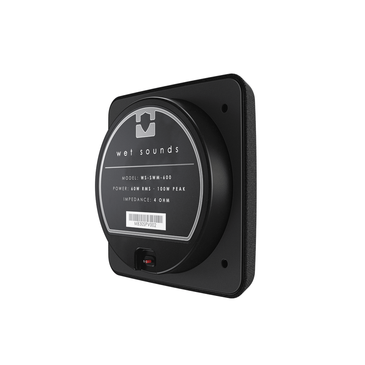 WS-SWM-600 marine speaker installed in boat interior demonstrating clean low-profile fit