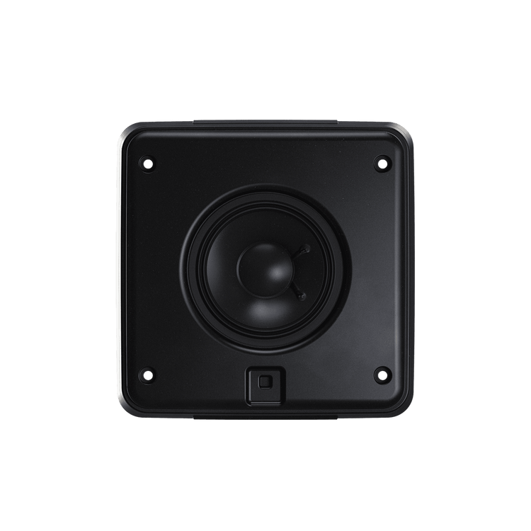 Close-up of WS-SWM-600 marine speaker showing shallow depth design for tight installation spaces