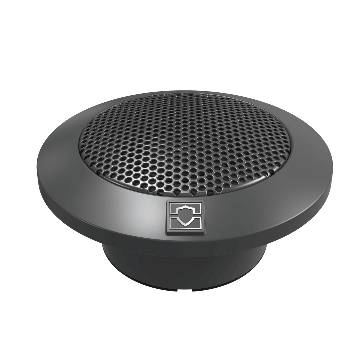 Close-up of WS-TW-100 surface-mount tweeter with snap-lock design installed in marine audio system for crisp highs and durable outdoor performance