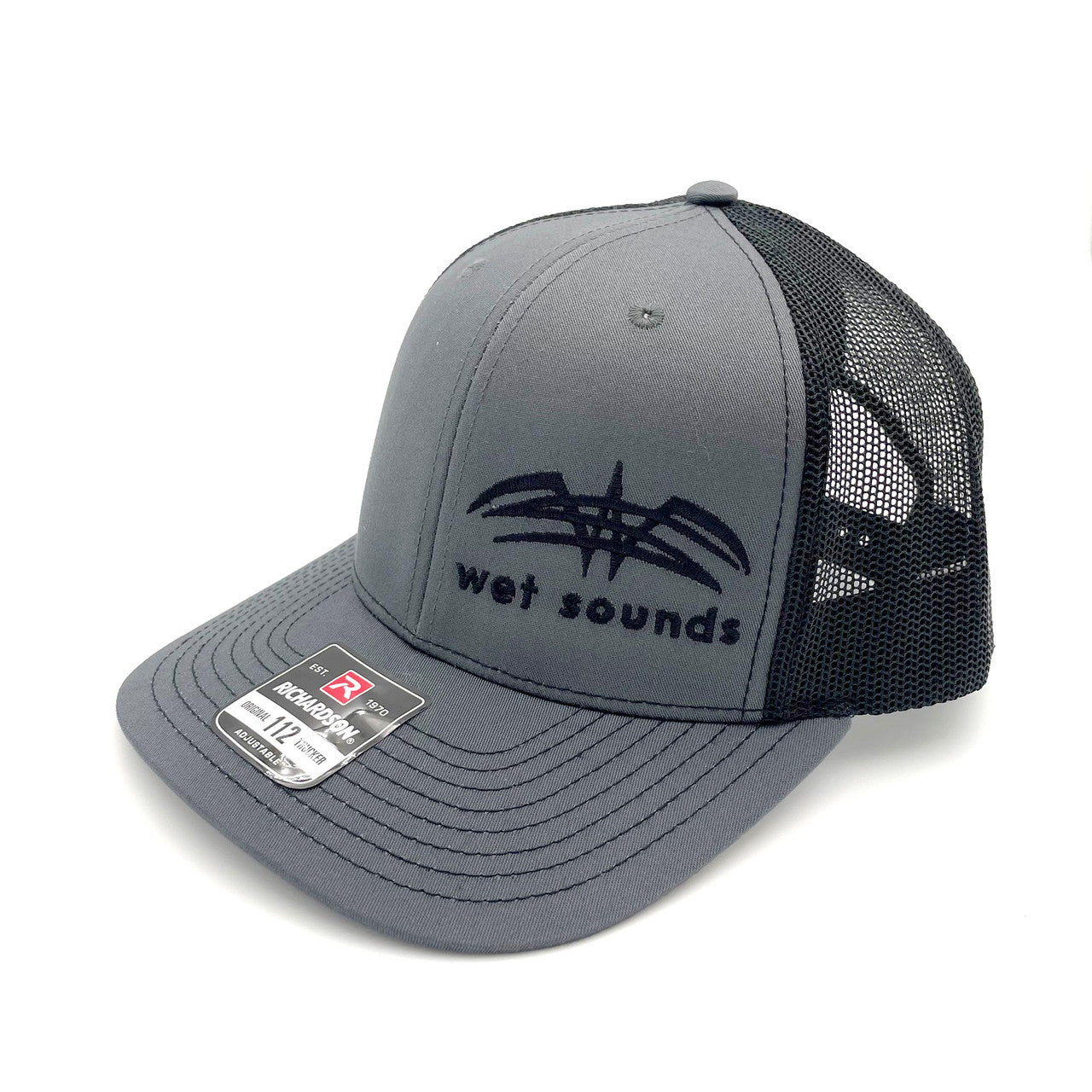 CAP-R-CHBLK-SNAP | Richardson Trucker Cap Charcoal Black with Black Offset Wet Sounds Logo