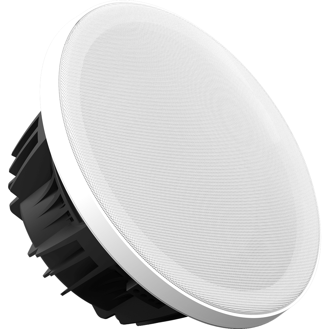Wet Sounds Zero Series XY 12 inch Yacht Grille for REVO Zero Series Subwoofers, with Sub Mounted, in White. Front-Right View.