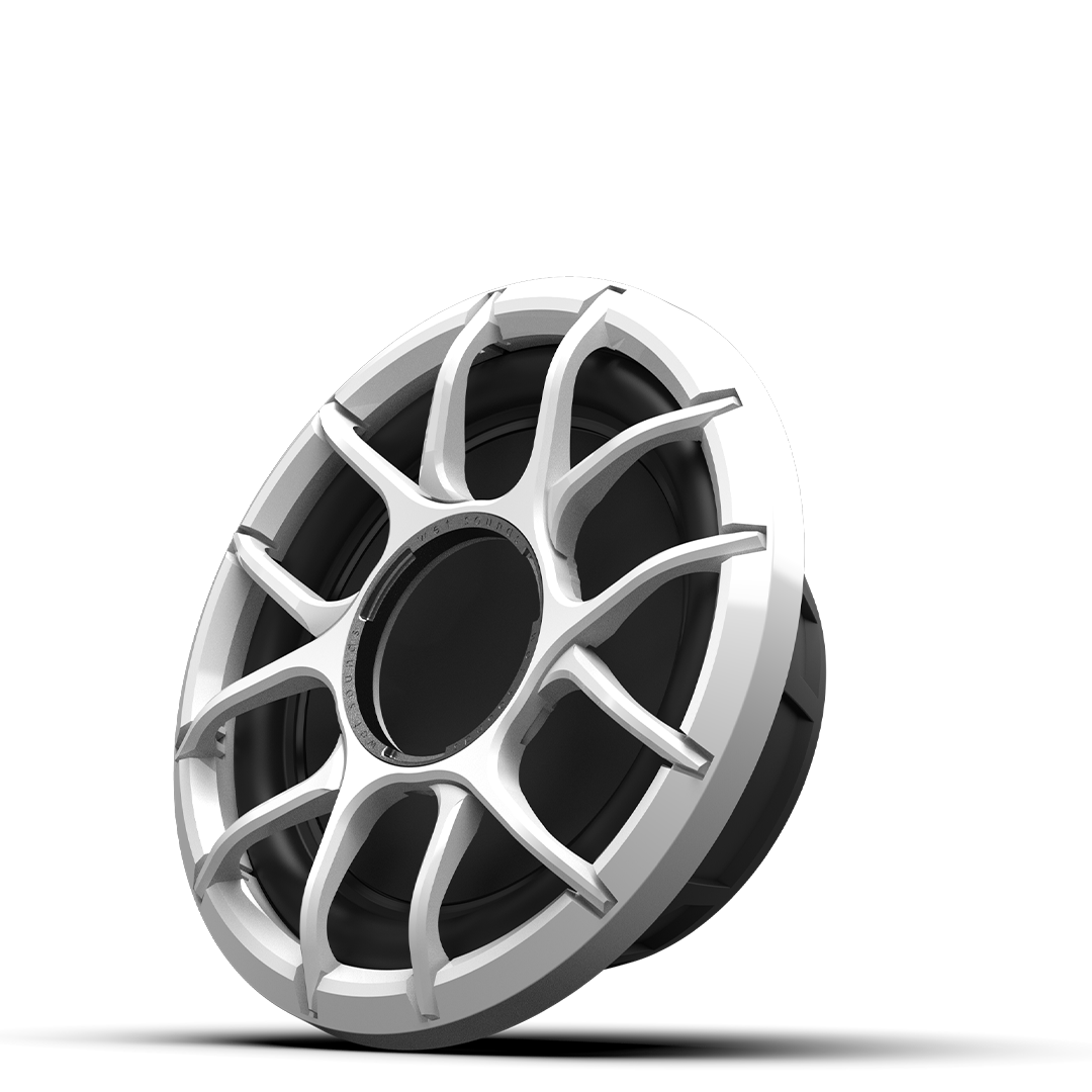 Wet Sounds ZERO 10 4Ω sealed enclosure subwoofer built for marine bass performance in white