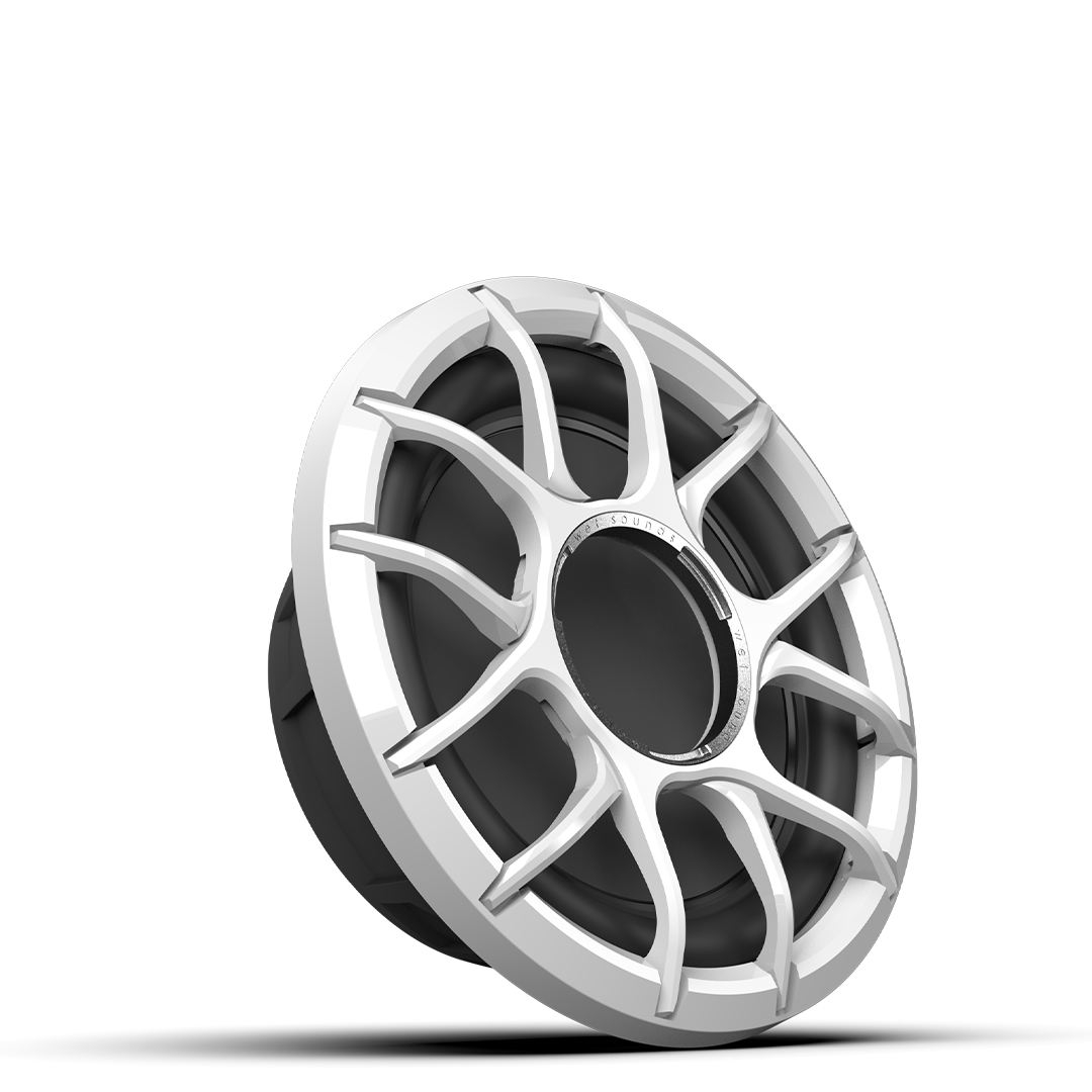 Wet Sounds ZERO 10 inch 4Ω marine subwoofer with white XZ grille sealed enclosure