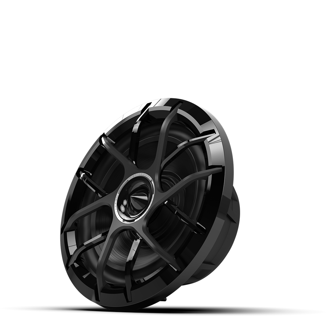 ZERO Series 8 black speaker front view showing grille and logo detail