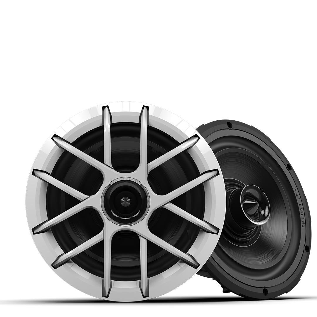 Wet Sounds ZERO 8 inch white coaxial speaker with horn loaded tweeter